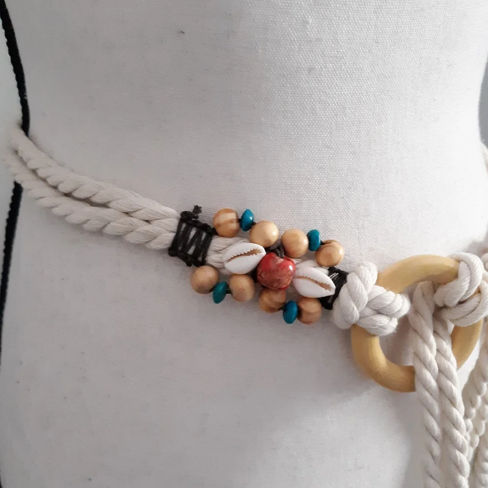 Boho Seashell Tie Belt NWT